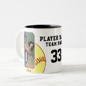 Softball Player Name Number Team 2 Foto's Tweekleurige Koffiemok (Voorkant links)