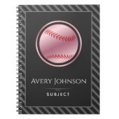 Softball Player Name subject Elegant Striped Grey Notitieboek (Voorkant)