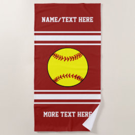 Softball Player Name Team Club Naam Aangepaste kle Strandlaken