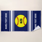 Softball Player Number Team Club Naam Aangepaste k Strandlaken (Voorkant)