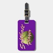 Softball Player op Paars Bagagelabel (Voorkant verticaal)