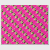 Softball Player op Roze Cadeaupapier (Vlak)