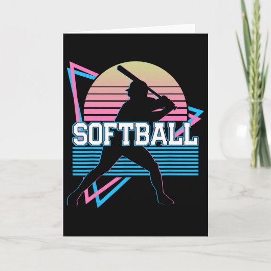 Softball Player Retro Kaart (Voorkant)