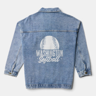 Softball Player Softballer Girl Sport Washi Denim Jacket