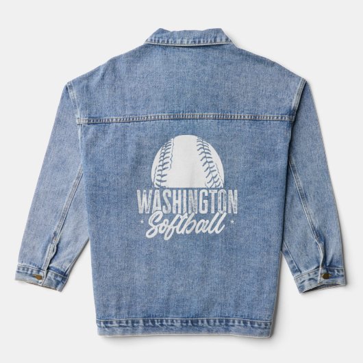 Softball Player Softballer Girl Sport Washi Denim Jacket (Achterkant)