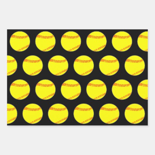 Softball Player Team Party Three Matking Gift Inpakpapier Vel (Voorkant 3)