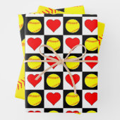 Softball Player Team Party Three Matking Gift Inpakpapier Vel (In situ)