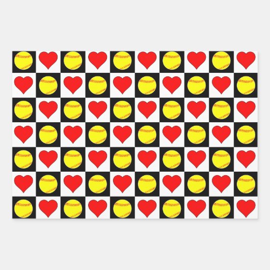 Softball Player Team Party Three Matking Gift Inpakpapier Vel (Voorkant)