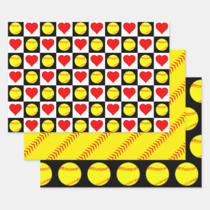 Softball Player Team Party Three Matking Gift Inpakpapier Vel