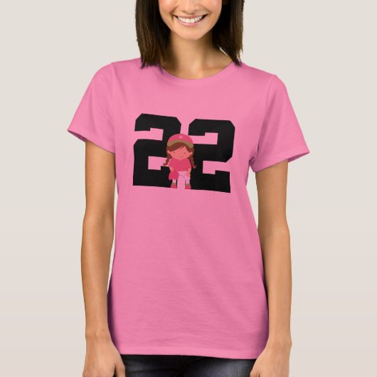 Softball Player Uniform Number 22 (Meisjes) Gift T-shirt (Voorkant)