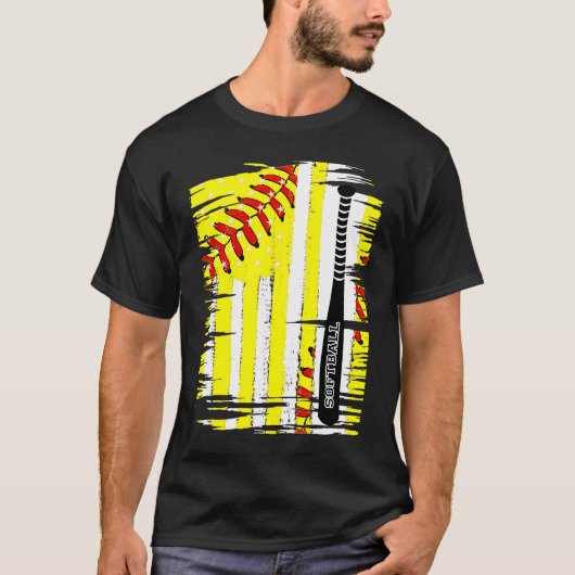 Softball Player US Flag Thayed Sport Coac T-shirt (Voorkant)