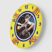 Softball Player's PHOTO Softball-klok, blauw Grote Klok (Hoek)