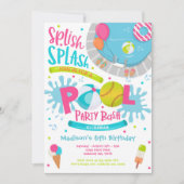 Softball Pool Party Splish Splash Pool Birthday Kaart (Voorkant)
