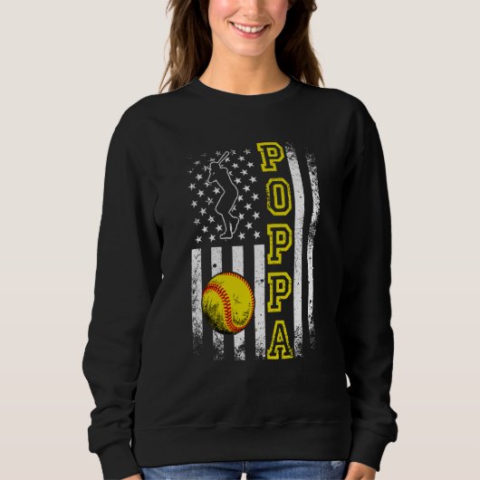Softball Poppa American Flag Vintage Softball Trui (Voorkant)