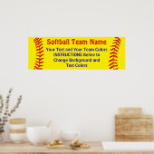 Softball-Posters Jouw tekst en kleuren Poster (Keuken)