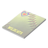 Softball Pride Rainbow Heart en naam Notitieblok (Linkerzijde)