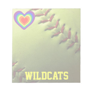 Softball Pride Rainbow Heart en naam Notitieblok