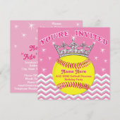 Softball Princess Softball Birthday-uitnodigingen Kaart (Voorkant / Achterkant)