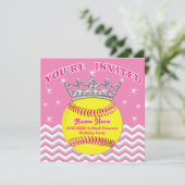 Softball Princess Softball Birthday-uitnodigingen Kaart (Staand voorkant)