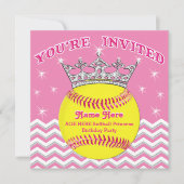 Softball Princess Softball Birthday-uitnodigingen Kaart (Voorkant)