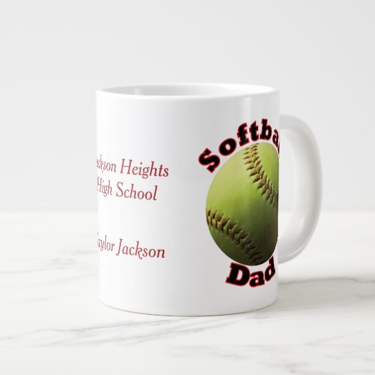Softball Proud Dad Grote Koffiekop (Voorkant rechts)