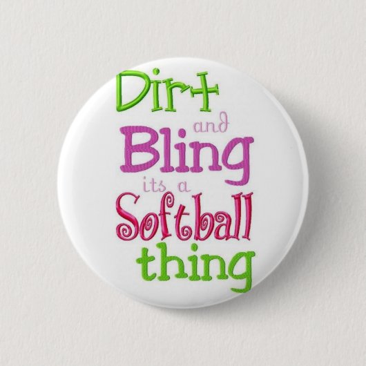 softball quote wit schattig en cool ronde button 5,7 cm (Voorkant)