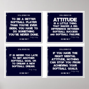 Softball Quotes Blue Collage 9-12 Poster