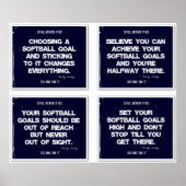 Softball Quottes Blue Collage 1-4 Poster (Voorkant)