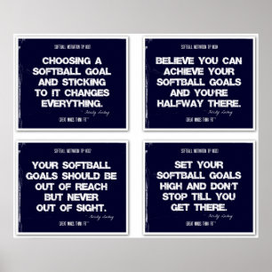 Softball Quottes Blue Collage 1-4 Poster
