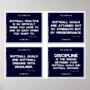 Softball Quottes Blue Collage 5-8 Poster