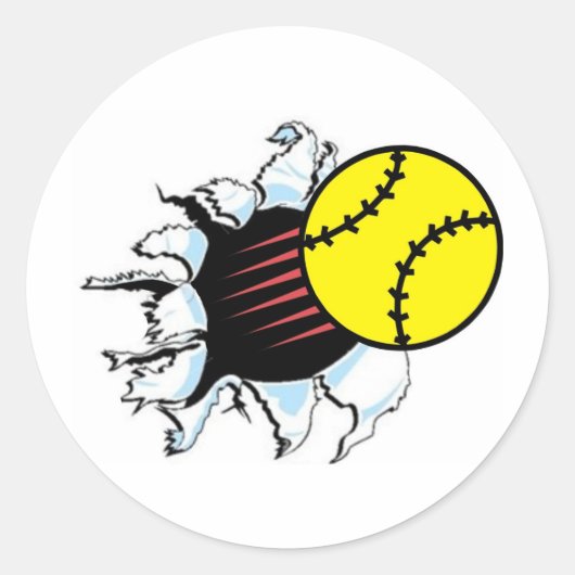 Softball Rip hem Ronde Sticker (Voorkant)