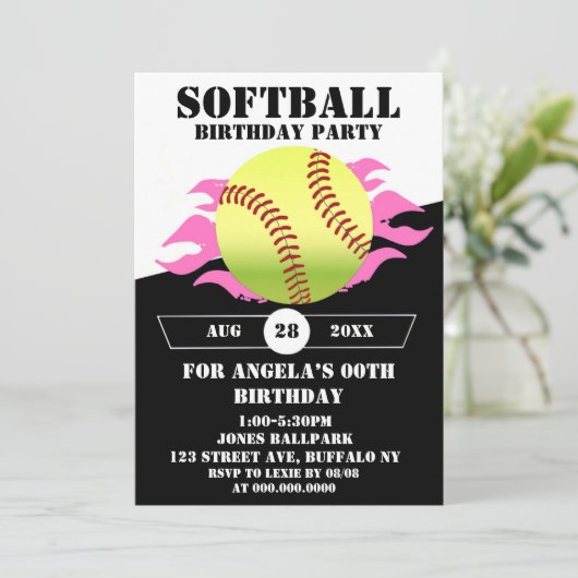 Softball Roze Birthday Party (Staand voorkant)