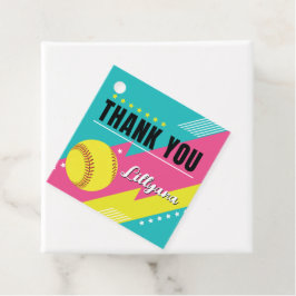 Softball Roze Blauwgroen Geel Verjaardagsfeestje D Bedankjes Labels