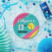 Softball roze Blauwgroen geel verjaardagsfeestje,  Papieren Bordje (Feest)