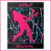 Softball Roze / Zwart / Zilver Legpuzzel