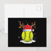 Softball Santa Hat Reindeer-kerstlampjes Funny Feestdagenkaart (Voorkant / Achterkant)