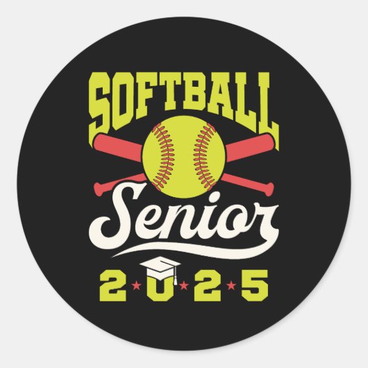 Softball Senior 2025 Afstuderende speler Atleet Ronde Sticker (Voorkant)