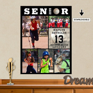 Softball Senior Afstuderen 6 Fotocollage Poster