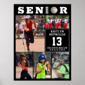 Softball Senior Graduation 5 Photo Collage Poster (Voorkant)