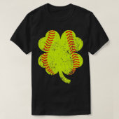 Softball Shamrock Four Leaf Clover St Patricks Day T-shirt (Design voorkant)
