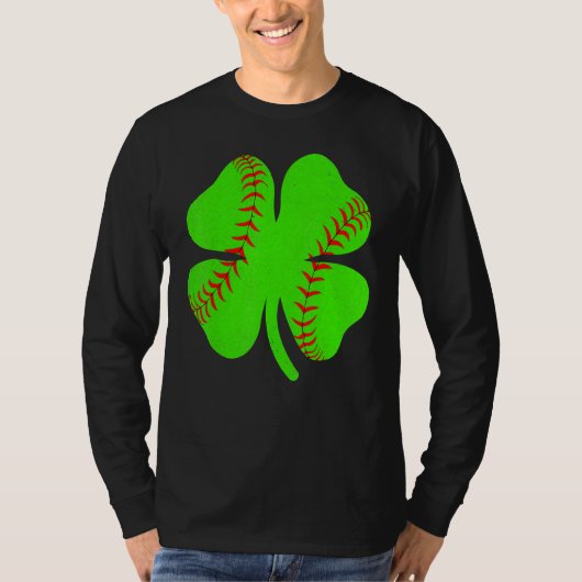 Softball Shamrock Lucky Clover Irish St Patrick's  T-shirt (Voorkant)