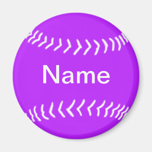 Softball Silhouette Magnet Paars