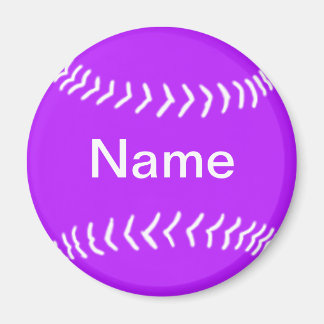 Softball Silhouette Magnet Paarse