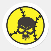 softball Skull Ronde Sticker (Voorkant)