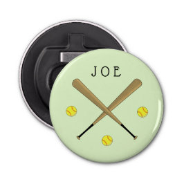 Softball slaat gepersonaliseerd groen op button flesopener