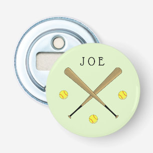 Softball slaat gepersonaliseerd groen op button flesopener