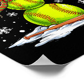 Softball Snowman Softball Player Santa Hat Christm Poster (Hoek)