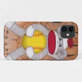 Softball Sock Monkey iPhone of Smart Phone Case (Achterkant (horizontaal))