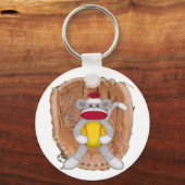 Softball Sock Monkey Sleutelhanger (Voorkant)