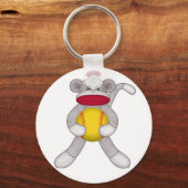 Softball Sock Monkey Sleutelhanger (Voorkant)